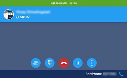 To chat with a contact or in a MiTeam stream, click the corresponding icon in the Views menu. The Call panel is minimized and the Chat panel is displayed.