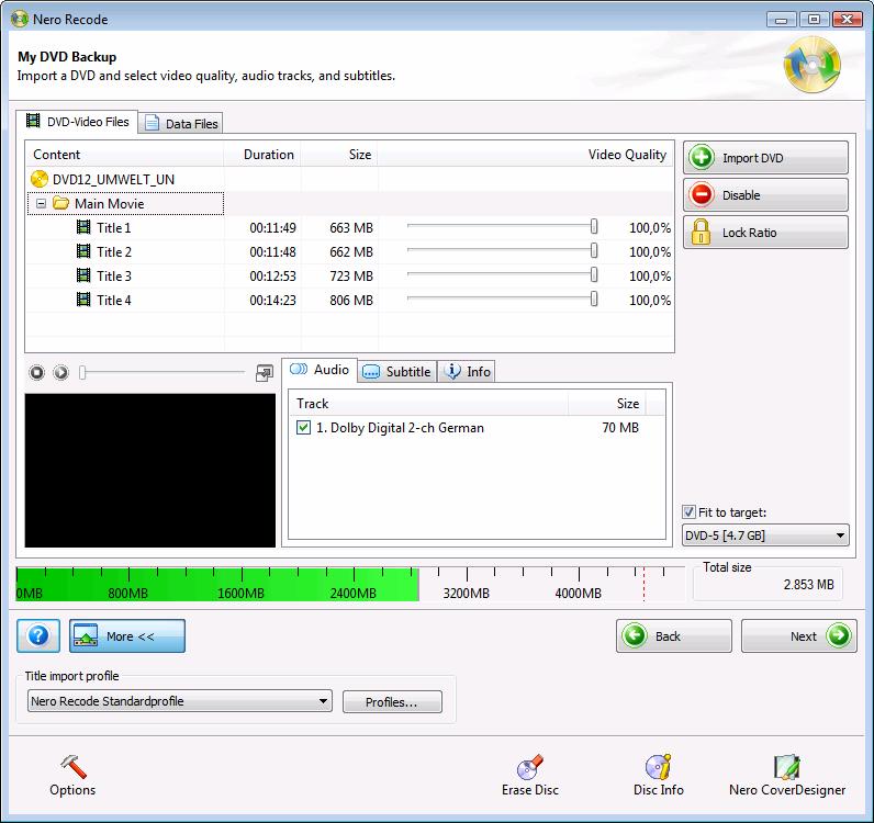 Recoding an entire DVD to DVD 6 Recoding an entire DVD to DVD Nero Recode allows you to adapt and change the structure of a DVD while copying it so that the data can be burned onto a commercial blank