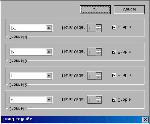 The program can plot a minimum of one and a maximum of four channels. To enable a channel, tick the Enable selection box.