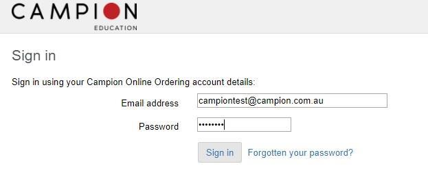 b) To sign in using an existing account, enter in your