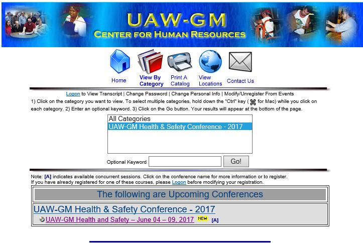 UAW-GM Health & Safety Conference 2017 Afterward click the Go! button.