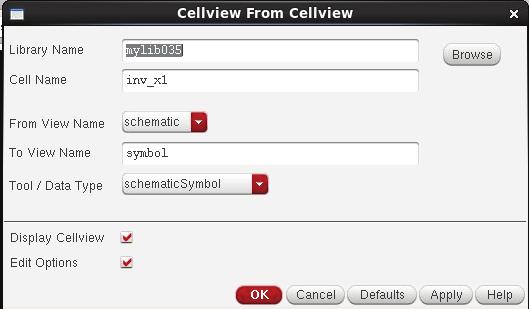 (SEW: Creat->Cellview->From Cellview ). a.