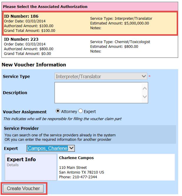 CJA evoucher for Attorneys 7 Creating a CJA- Voucher (cont d) If you click Use Existing Authorization, an Associated Authorization list appears. Select the authorization you wish to use.