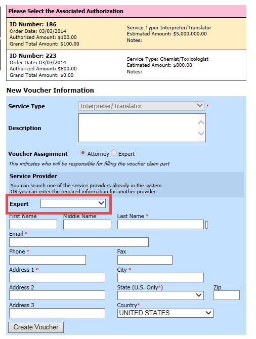 CJA evoucher for Attorneys 9 Creating a CJA- Voucher (cont d) If you wish to submit a person as an expert, follow steps through 5 on page 4. From the Expert drop-down list, select the empty value.