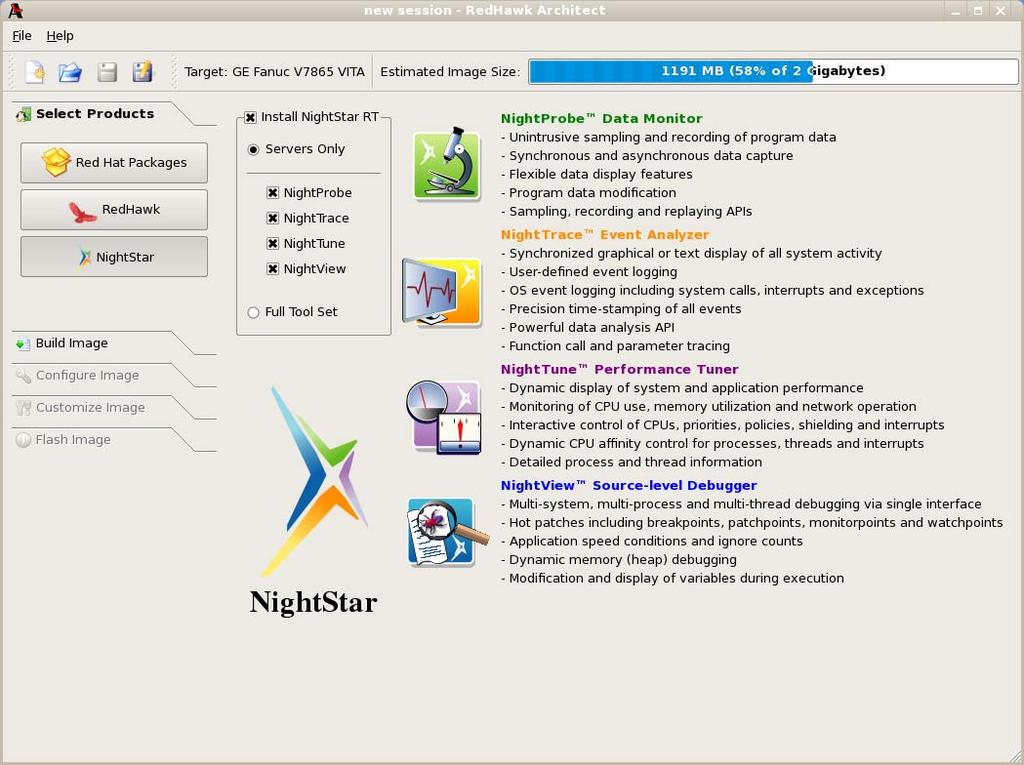 Using RedHawk Architect Figure 1-9 Selecting NightStar Tools Each NightStar tool is described in the righthand side of the page.