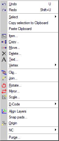 Edit menu The Edit menu presents you with commands that modify one or more database items.