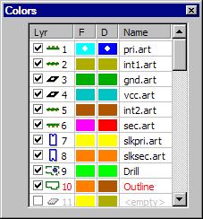 Color Bar The Color Bar is available at all times to change active layer, layer colors and visibility.