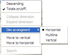 Position mouse over required dimension. Right click your mouse and you will be presented with a Context Menu.