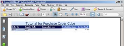 Standard Tool Bar Options PDF Export Any view you have defined can be shared with other people by simply clicking on the PDF button. Steps: 1. Open view Figure 38: Open cube view to export to PDF 2.