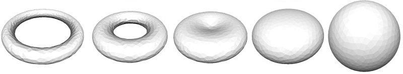 3D MORPHISM & IMPLICIT SURFACES 9 Figure 8. Simple morphing between a torus and a sphere passes through them.