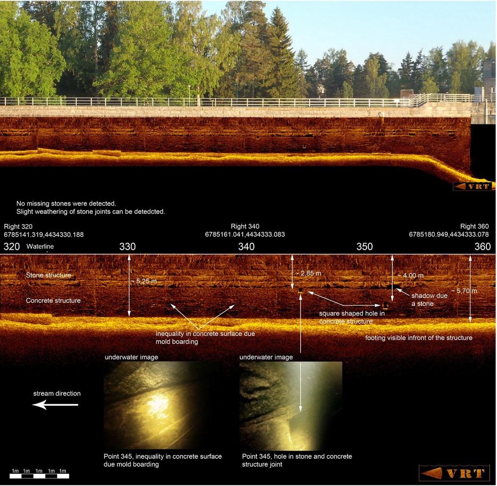 7.2 Dam wall Case 2 is the stone wall of a hydropower plan (Figure 2). Scanning was performed using a 2D stationary scanning sonar.