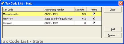 Click in the Tax Cde List field. 6. Click. The Tax Cde List dialg bx appears. In this dialg bx, yu define the tax cdes fr the tax type.