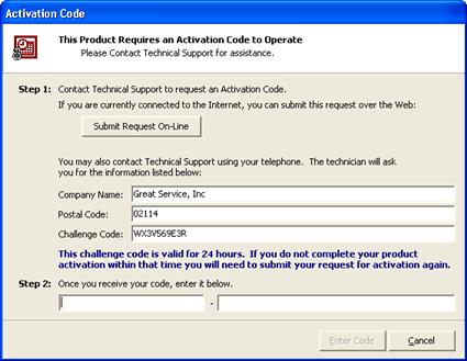 Lgging int ServiceCEO Cautin: If yu are running a versin f ServiceCEO befre 6.0, the Activatin Cde dialg bx will appear smewhat different; there will be a field fr a Feature Cde.