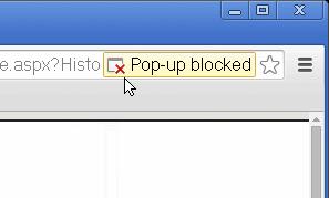 Disable Pop-up Blocker on Chrome: A warning to the top right of the browser will appear