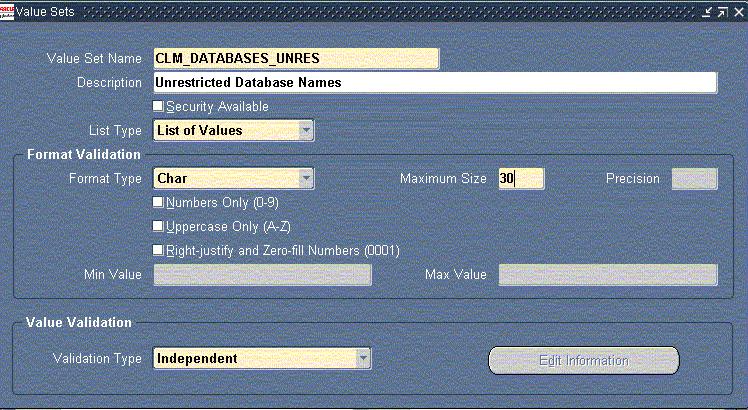 2. Remove the databases that are considered critical from the CLM_DATABASES_UNRES value set.