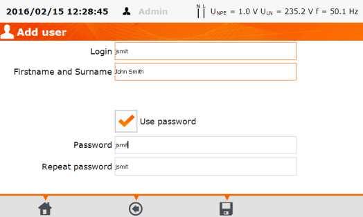 Confirm by pressing Save. The padlock symbol means that the user is protected by a password.
