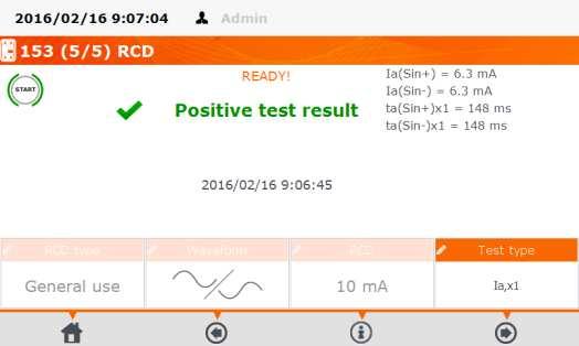 Start RCD test. Put RCD on after each tripping.