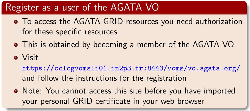 AGATA GRID computing resources Security.