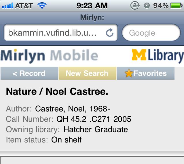 < Mobile Guides MLibrary Mobile page Level 1 page Mirlyn