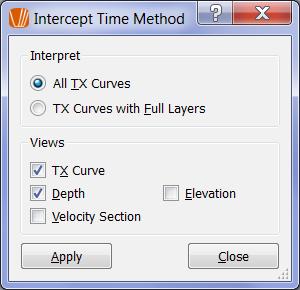 Interpreting with Intercept Time Method The Intercept Time method assumes the planar layers. It does not require complete forward and reverse TX curves.