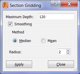 Smoothing Color Section To smooth the color section, open the Section Gridding dialog box by clicking the Grid command under the Section menu.