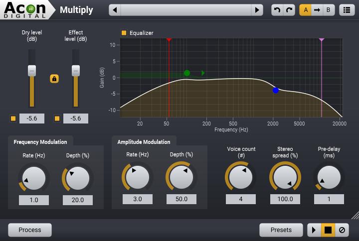Audio Processing 103 that can be applied to the effect signal. An integrated pre-delay section makes it possible to create modulated and diffuse echo effects.