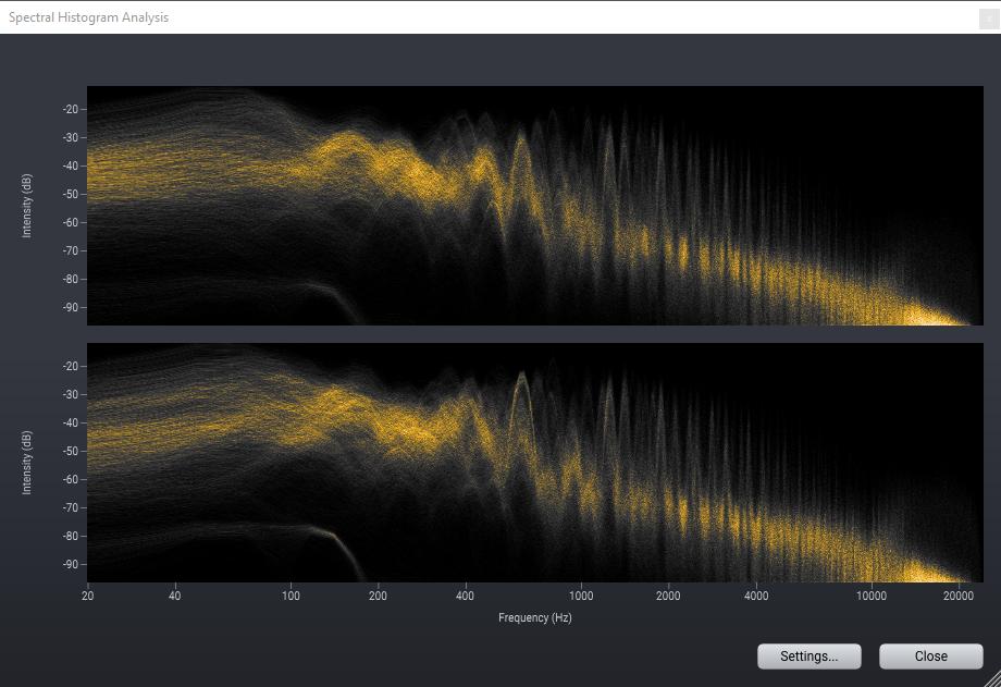 Audio Analysis The spectral histogram analysis window You can change