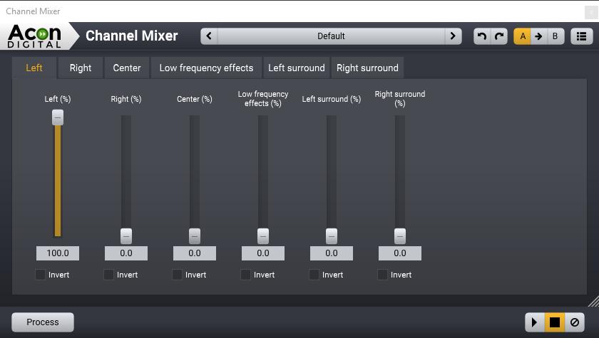 90 Acoustica 7.1 User Guide The Channel Mixer settings 7.2.