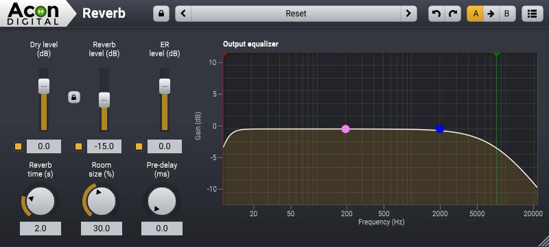 Audio Processing 97 Parameter Settings Dry level (db) The amount of dry (unprocessed) signal to send to the output specified in decibel.