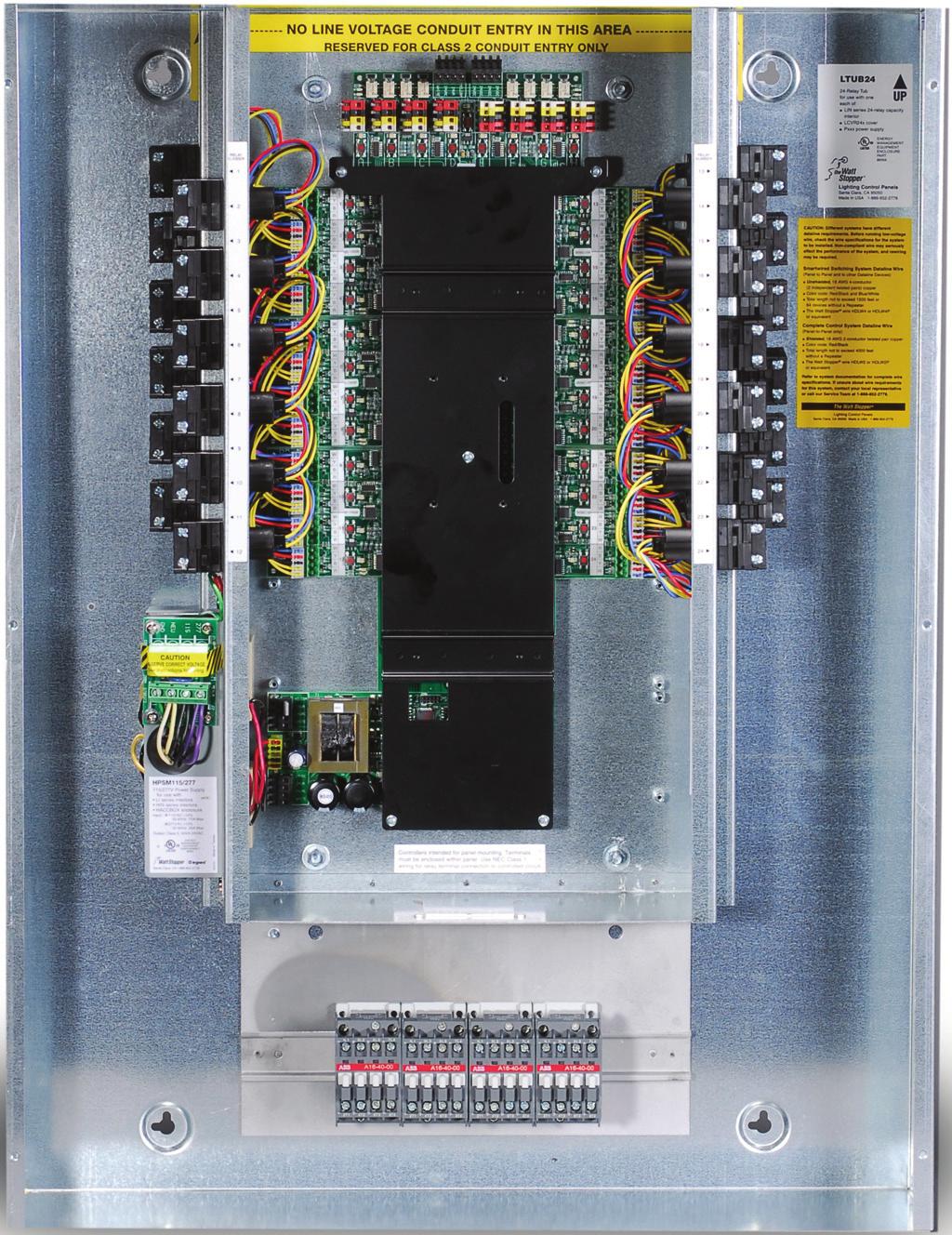 COMPONENT LOCATIONS The illustration below shows a Lighting Integrator panel installed inside an enclosure with the cover removed. Note the location of components when the panel is fully assembled.