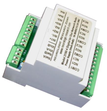 or DC. - Four isolated outputs via Form C relays with transient voltage clamps and LED status indicators. - Four isolated inputs capable of handling 3-36VDC or 3-24 VAC @ 50/60 Hz.