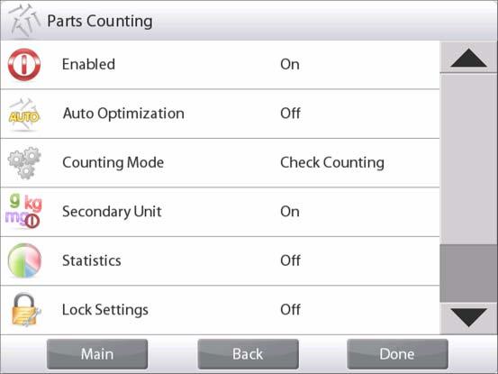 EN-28 4.2.3 Parts Counting Check This feature permits establishing a set quantity of pieces as criteria for similar items that can be quickly checked against a sample.