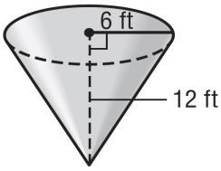 V = 1 3 Bh or V = 1 3 πr2 h FORMULA V = 1 3 Bh B = area of the base (circle) = πr 2 h = height Example: Find the volume of the cone.