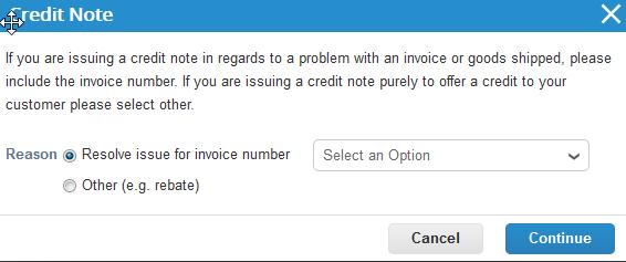 Work with the CSP Create a Credit Note You can issue a credit note to: Resolve a dispute on an invoice. See Disputed invoices for more info.