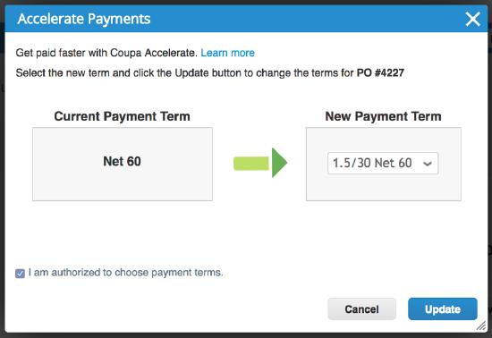 Administer the CSP The new payment term is applied and your order is accelerated.
