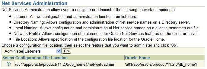 Creating a Listener 1 2 3 4 Creating a Listener To create an Oracle Net Listener, click Net Services Administration in the Related Links region of the Listener