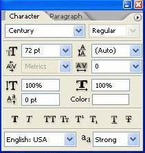 Step 2 Select the Horizontal Type tool (), and in the Character palette, choose a typeface.