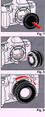 Battery Holder. (Fig. 5) 2. Secure the Battery Holder to the camera body by turning the Battery Holder Screw clockwise with a coin. (Fig. 6) Battery Choices: * Four Penlight (AA) alkaline batteries.