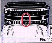1. Make sure the shooting mode is set to Program AK. (Fig. 117, 118) 2. Open the Built-in Flash. 3.
