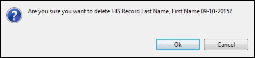 6. The HIS Record screen opens. 7. Modify the HIS record data if applicable. 8. Click the Save and Validate icon on the toolbar. 9. Close the HIS record.