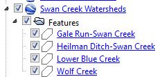Using Each Dataset, Cont. Swan Creek Watersheds This layer allows the user to view potential retrofits in the context of each subwatershed.