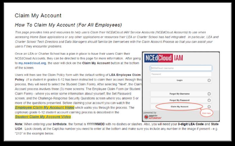 Part 1: Claiming Your Account Enter the NCEdCloud IAMS web address: https://ncedcloud.mcnc.