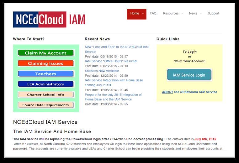 Part II: Logging in to your Account: Enter the NCEdCloud IAMS web address: https://ncedcloud IAMS.mcnc.org/ Click on IAM Service Login 1.