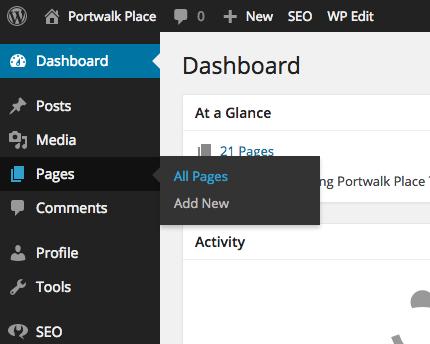 EDITING EXISTING PAGES In your Dashboard, click Pages on the left navigation.