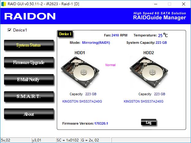 9. GUI 功能說明與韌體更新 使用者可以透過光碟來安裝 GUI 軟體, 藉此監控 IR2623-S3 的狀態 HDD1 等於