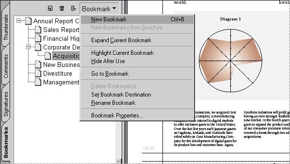 Organization and Navigation Elements Using Help Contents Index Back 92 The tables of contents of documents created by most desktop publishing programs become bookmarks in Acrobat.