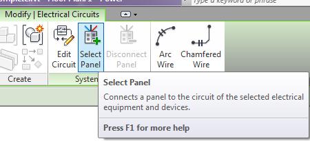 5. From the options bar, pick the Panel tool and select panel LP1: 6. The view now shows the devices that are connected and it looks a lot like a wiring layout.