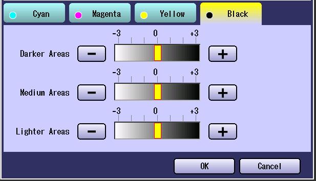 3 Select remaining colors, and adjust its Color Balance as shown in step 2. 4 Select OK. Screen will return to step 1.