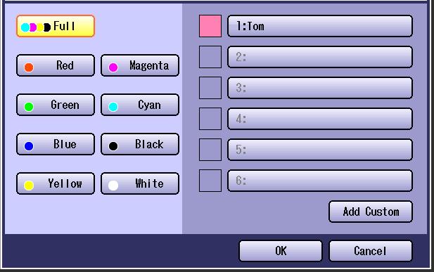 5 Select the color of the overlay original from the basic colors, and registered custom colors, and then select OK.