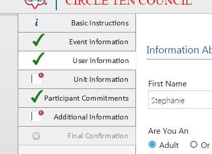 4. The next screen is where you fill out the information on yourself. You will click Continue on the bottom right when all information is entered.